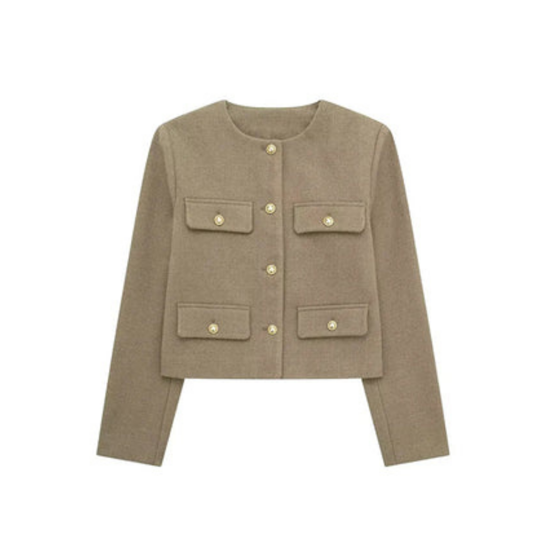 Damejakke med lange ærmer vintage | Button down 0