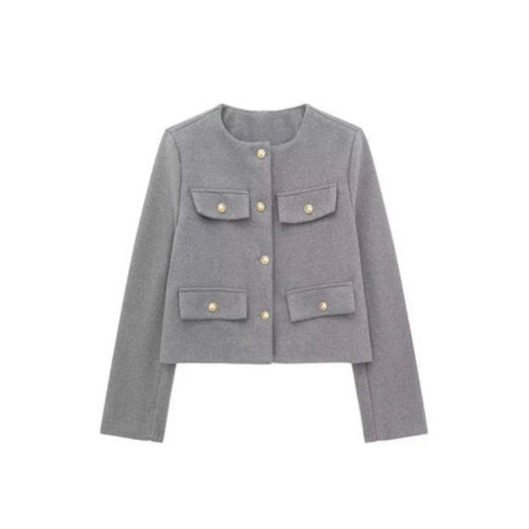 Damejakke med lange ærmer vintage | Button down 1