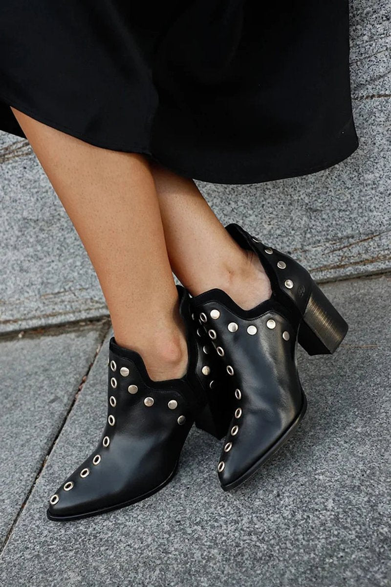 Damen Ankle Boots Schwarz mit Orthopädischer Arch Support und Blockabsatz 0