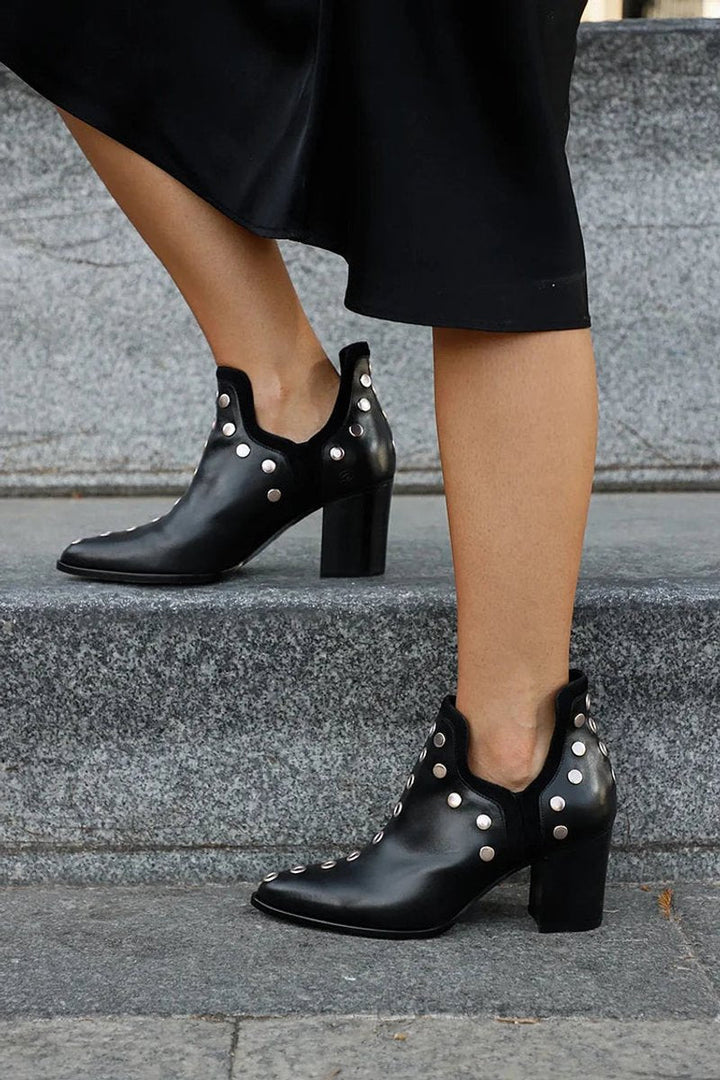 Damen Ankle Boots Schwarz mit Orthopädischer Arch Support und Blockabsatz 1