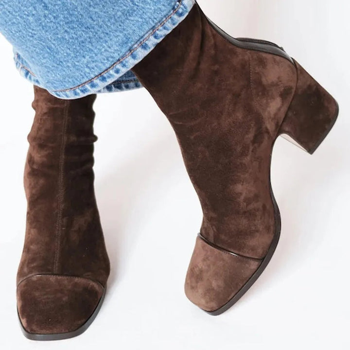 Damen Ankle Boots mit Orthopädischer Arch Support Veloursimitat Leopardenmuster Blockabsatz 2