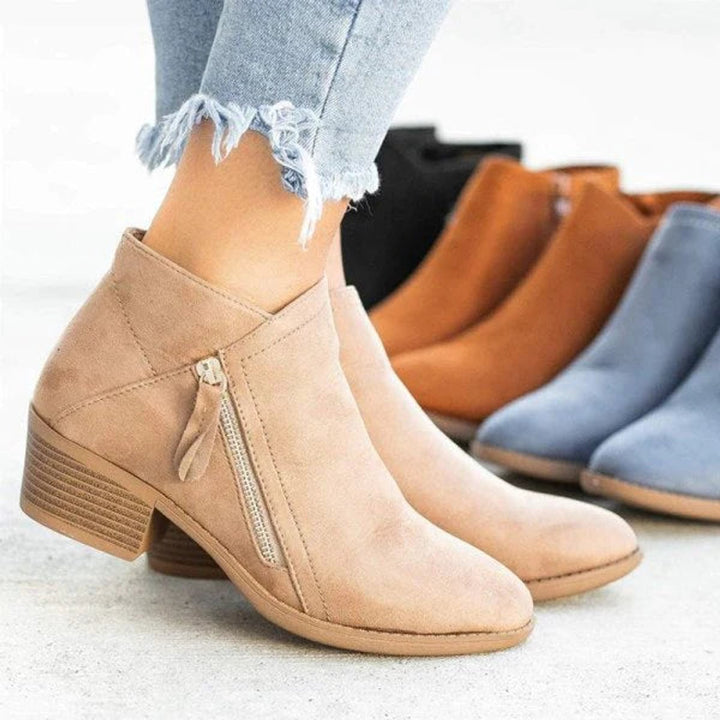 Damen Ankle Boots mit Orthopädischer Arch Support und Niedrigem Blockabsatz 0