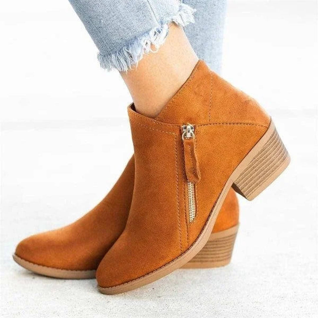Damen Ankle Boots mit Orthopädischer Arch Support und Niedrigem Blockabsatz 4