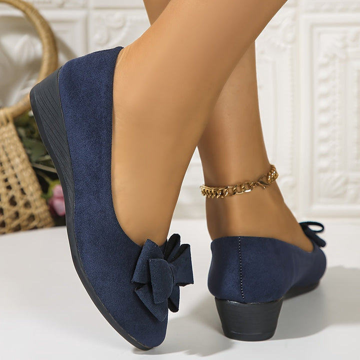 Damen Ballerinas mit Orthopädischer Keilsohle und Schleifendetail Slip-On Komfort 11