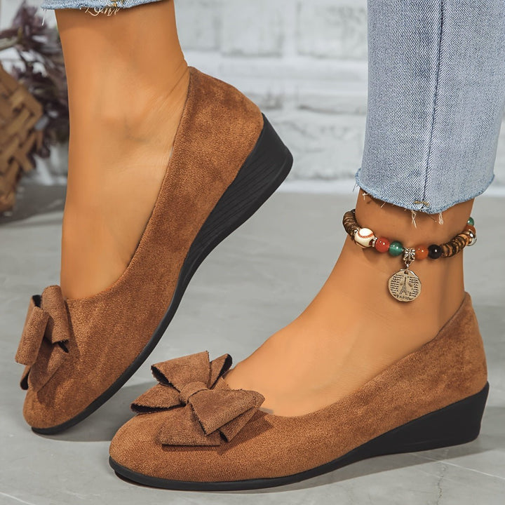 Damen Ballerinas mit Orthopädischer Keilsohle und Schleifendetail Slip-On Komfort 6