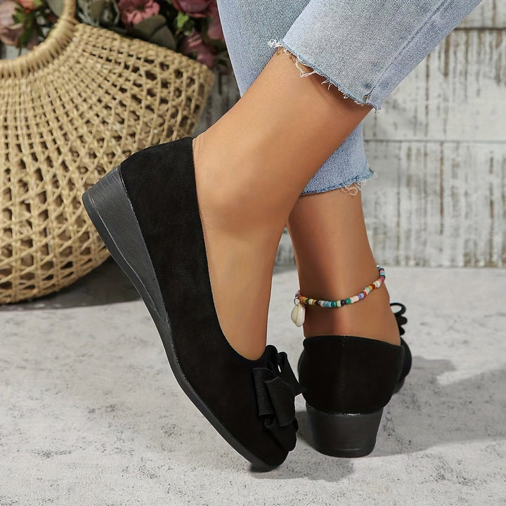 Damen Ballerinas mit Orthopädischer Keilsohle und Schleifendetail Slip-On Komfort 8