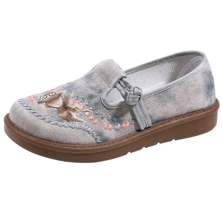 Damen Bestickte Slip-On Loafer mit Perlenverzierung Elegante Alltagsschuhe 4