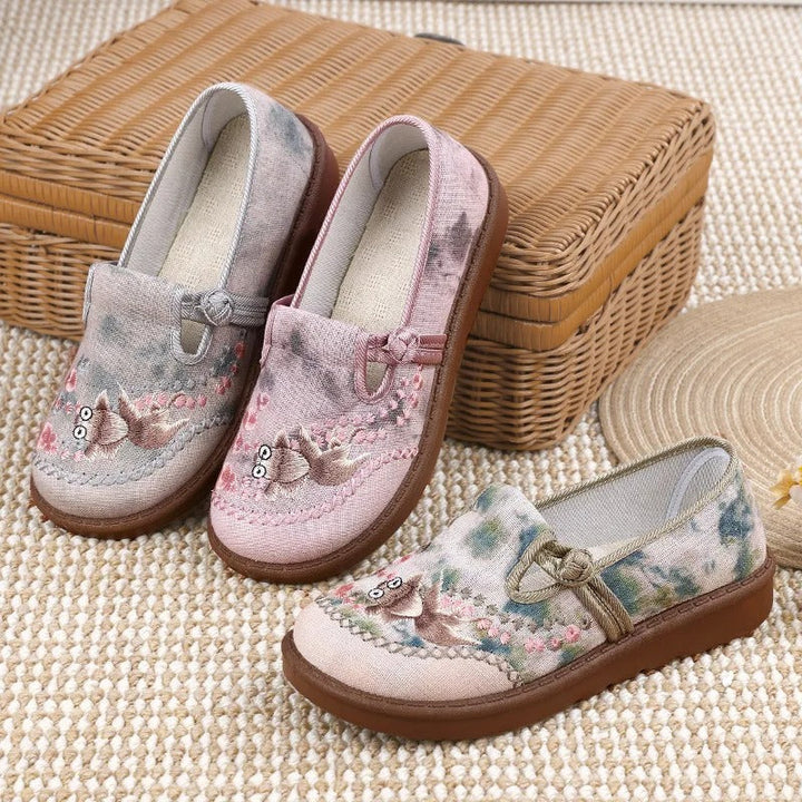 Damen Bestickte Slip-On Loafer mit Perlenverzierung Elegante Alltagsschuhe 5