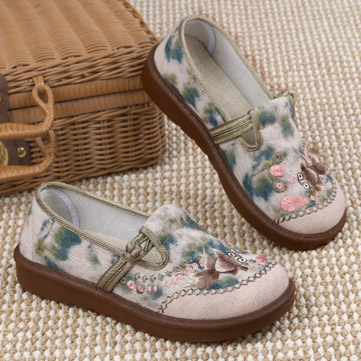 Damen Bestickte Slip-On Loafer mit Perlenverzierung Elegante Alltagsschuhe 6