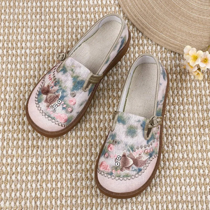 Damen Bestickte Slip-On Loafer mit Perlenverzierung Elegante Alltagsschuhe 7