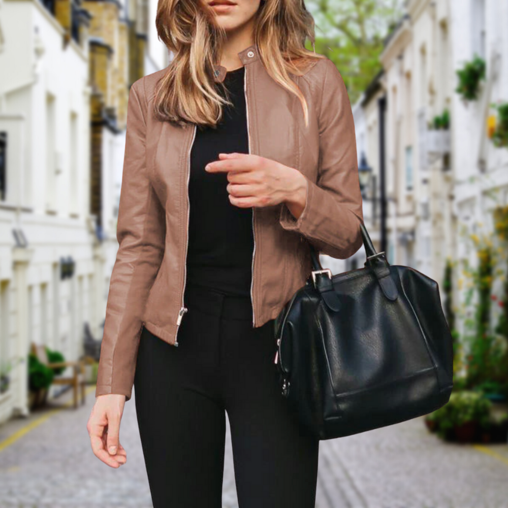 Damen Bikerjacke mit Reißverschluss Stylische Jacke für modernen Look 1