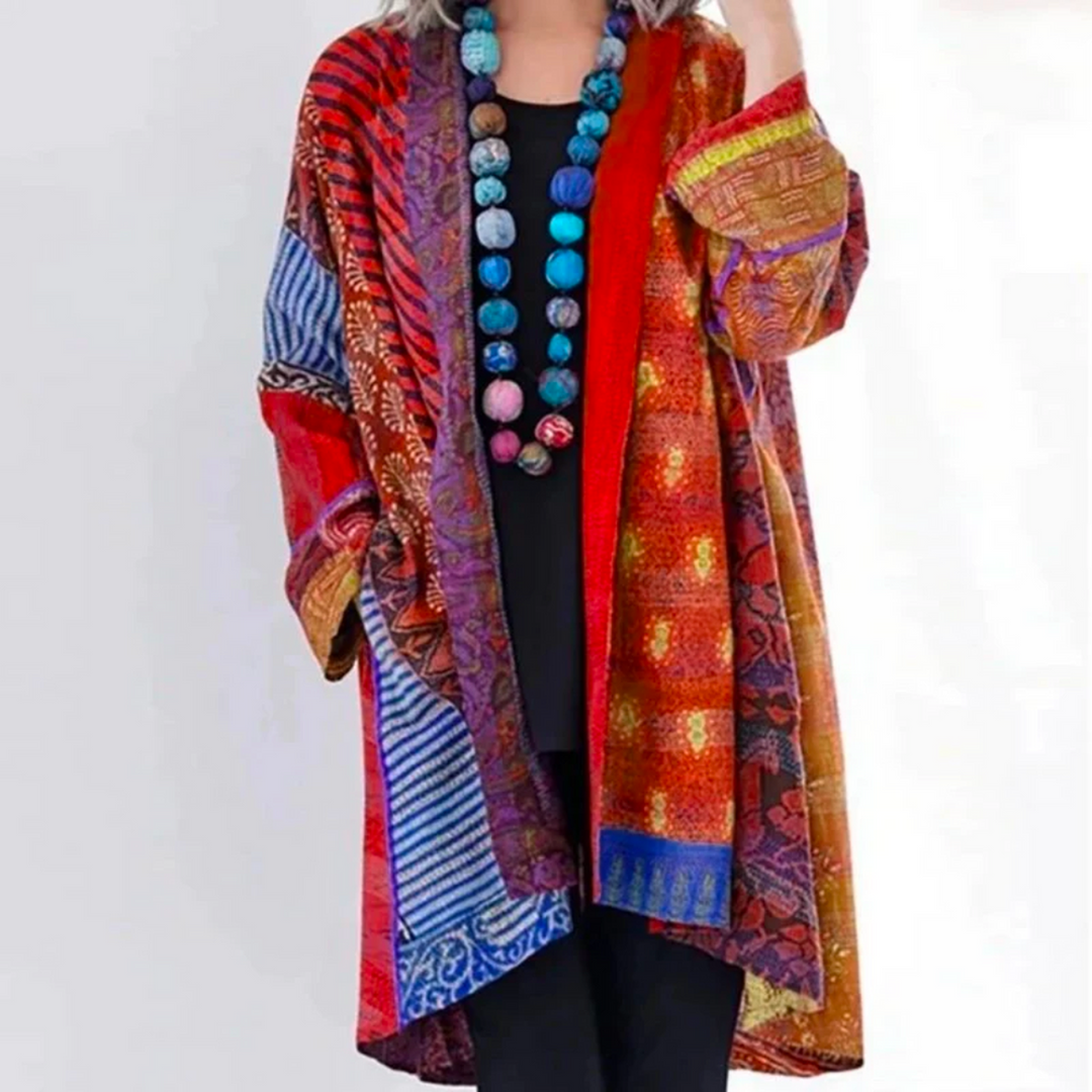 Damen Boho Strickjacke in Duster-Länge Locker Geschnitten Elegant und Vielseitig 2