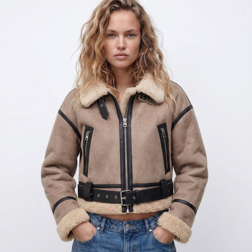 Damen Bomberjacke Doppelseitig Warm Elegant Winterjacke 1