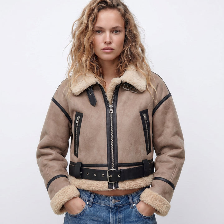 Damen Bomberjacke Doppelseitig Warm Elegant Winterjacke 1