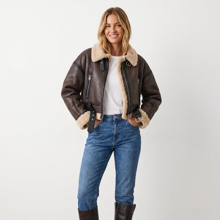 Damen Bomberjacke Doppelseitig Warm Elegant Winterjacke 4