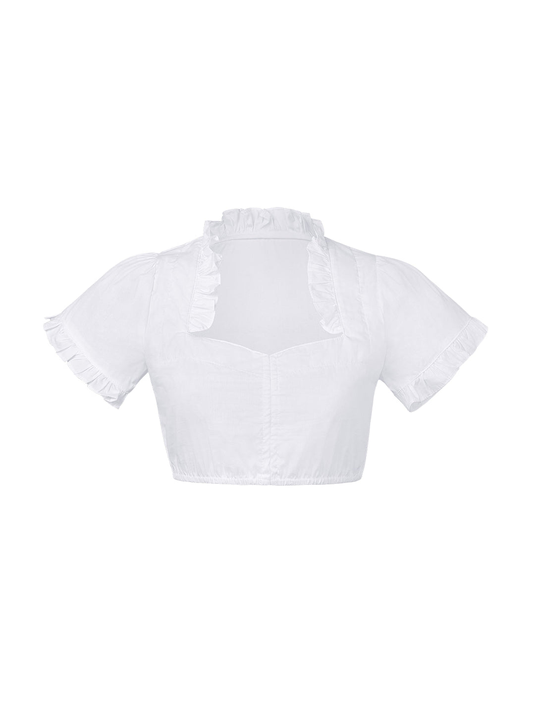 Damen Dirndlbluse Weiß Kurzarm Herz Ausschnitt Elegant Komfortabel 0