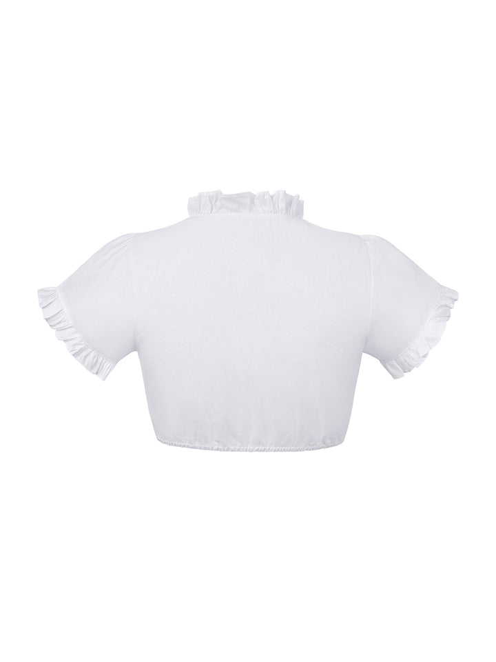 Damen Dirndlbluse Weiß Kurzarm Herz Ausschnitt Elegant Komfortabel 1