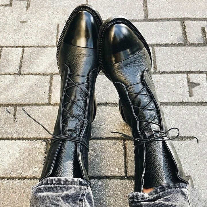Damen Elegante Spitzstiefel mit Bequemem Blockabsatz für Stil und Komfort 0