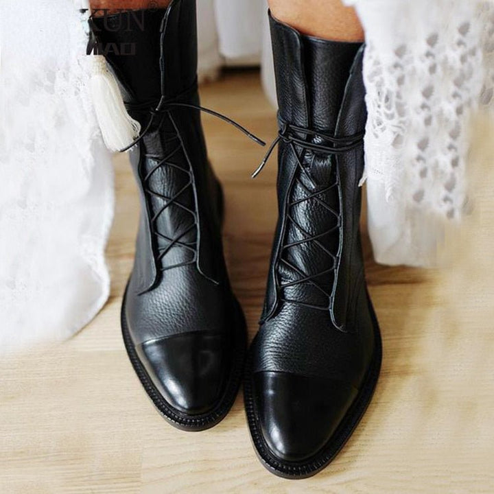 Damen Elegante Spitzstiefel mit Bequemem Blockabsatz für Stil und Komfort 1
