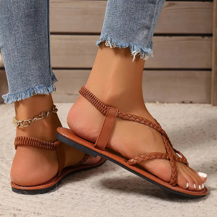 Damen Flache Sandalen mit Geflochtenem Design und Orthopädischer Fußgewölbeunterstützung für Sommer 8