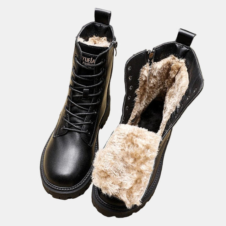 Damen Gefütterte Schnürstiefeletten mit Reißverschluss und warmem Innenfutter 0
