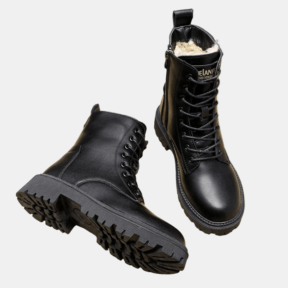 Damen Gefütterte Schnürstiefeletten mit Reißverschluss und warmem Innenfutter 1