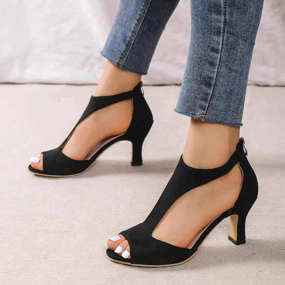 Damen High Heels mit offenem Zehenbereich und Reißverschluss hinten – Elegante Pumps für Büro und Abend 1