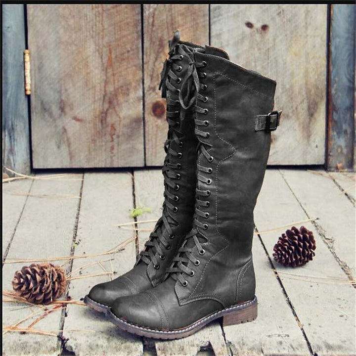 Damen Hohe Schnürstiefel im Reitstil mit Robuster Profilsohle und Sicherem Halt 2