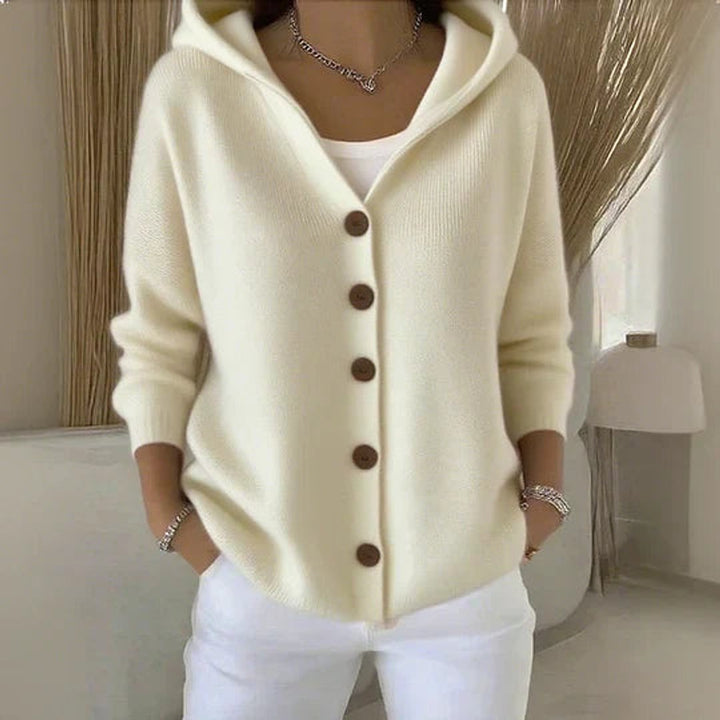 Damen Kapuzen-Cardigan mit Knopfleiste Relaxed Fit Langarm für Freizeit und Alltag 1