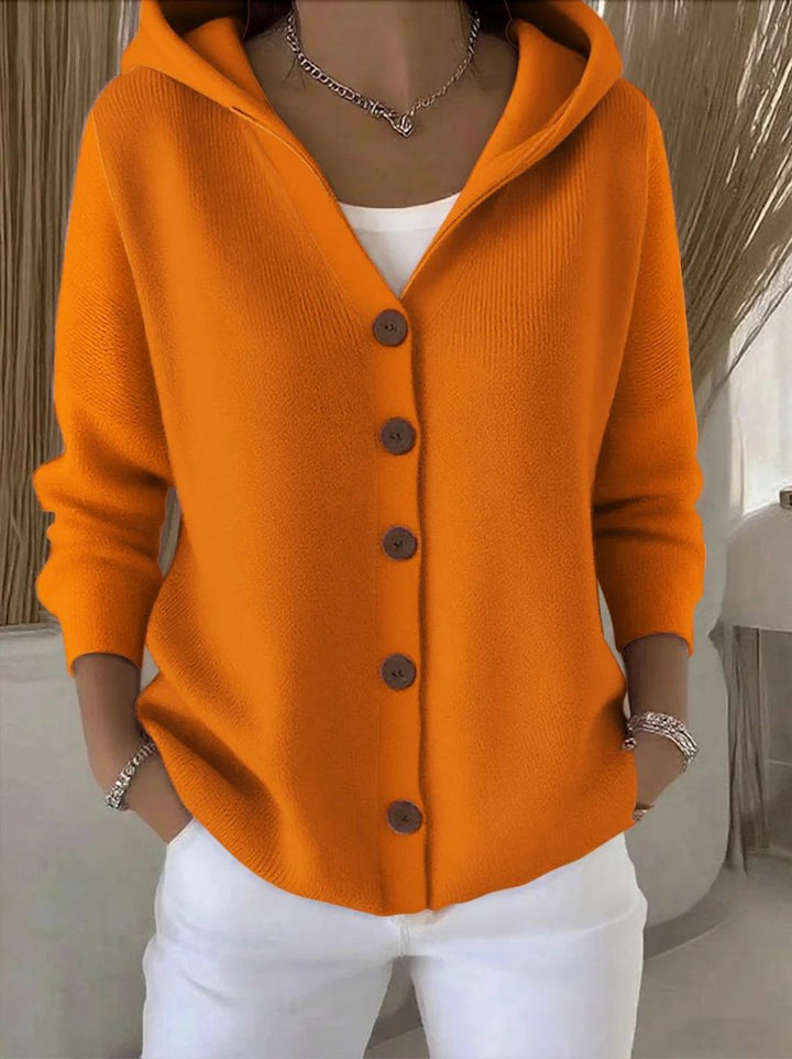 Damen Kapuzen-Cardigan mit Knopfleiste Relaxed Fit Langarm für Freizeit und Alltag 5