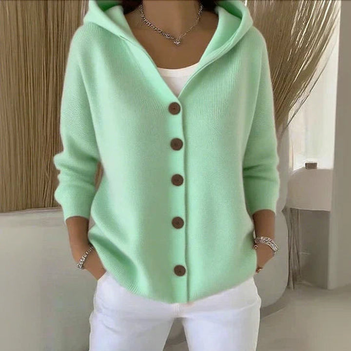 Damen Kapuzen-Cardigan mit Knopfleiste Relaxed Fit Langarm für Freizeit und Alltag 8