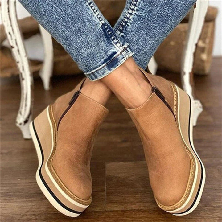 Damen Keilabsatz Ankle Boots mit Orthopädischer Arch Support und Plateau 1