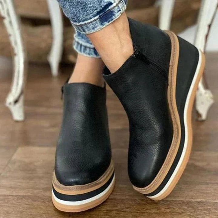 Damen Keilabsatz Ankle Boots mit Orthopädischer Arch Support und Plateau 2