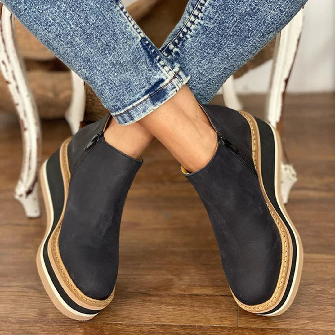 Damen Keilabsatz Ankle Boots mit Orthopädischer Arch Support und Plateau 3
