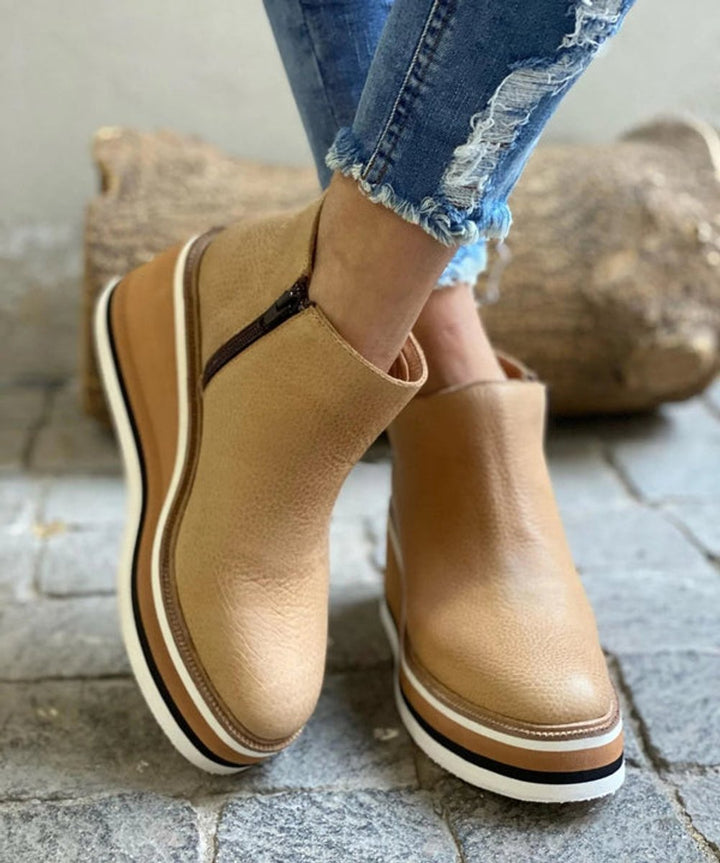 Damen Keilabsatz Ankle Boots mit Orthopädischer Arch Support und Plateau 4