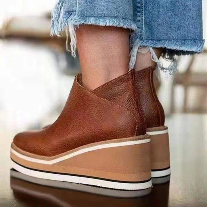 Damen Keilabsatz Ankle Boots mit Orthopädischer Arch Support und Plateau 6