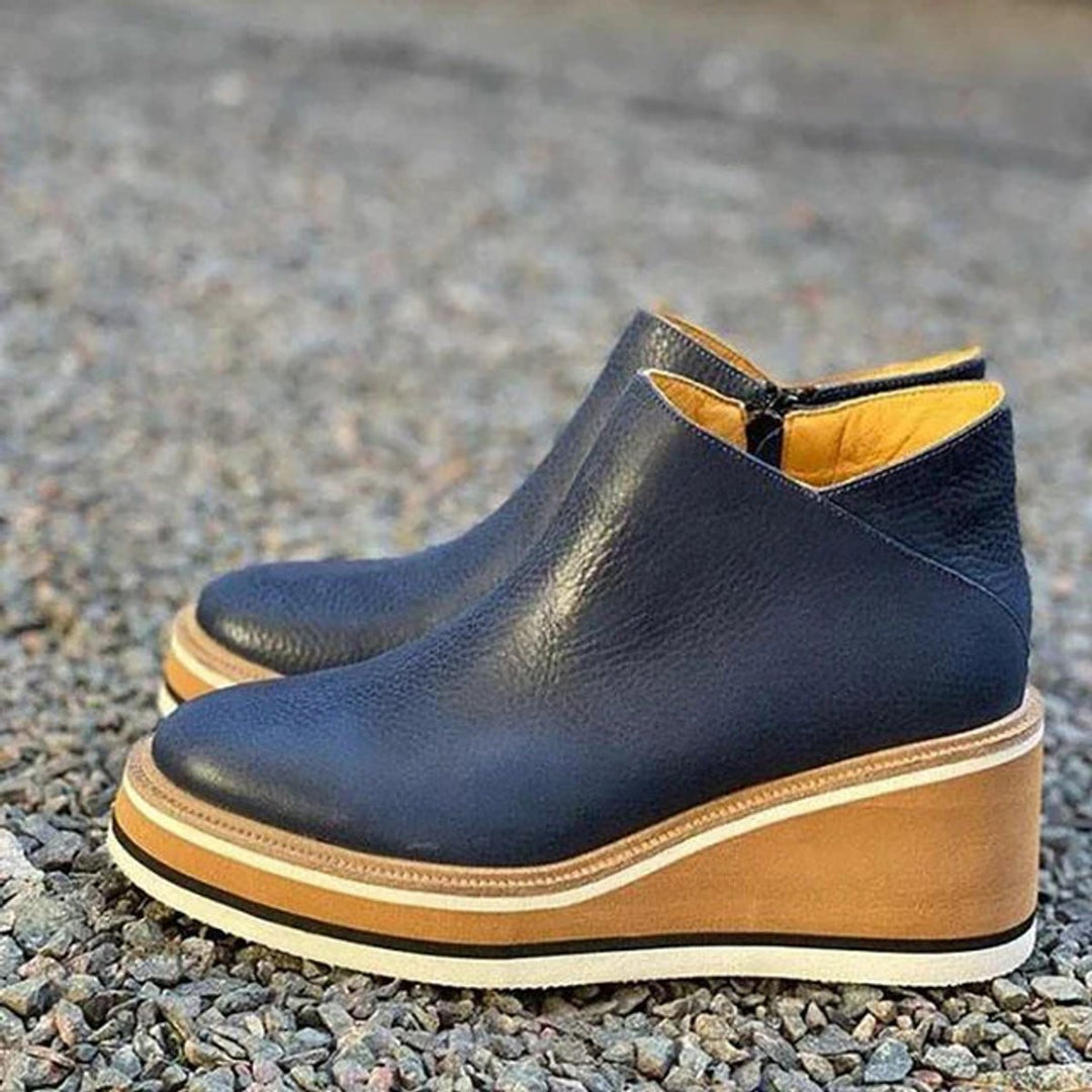 Damen Keilabsatz Ankle Boots mit Orthopädischer Arch Support und Plateau 7