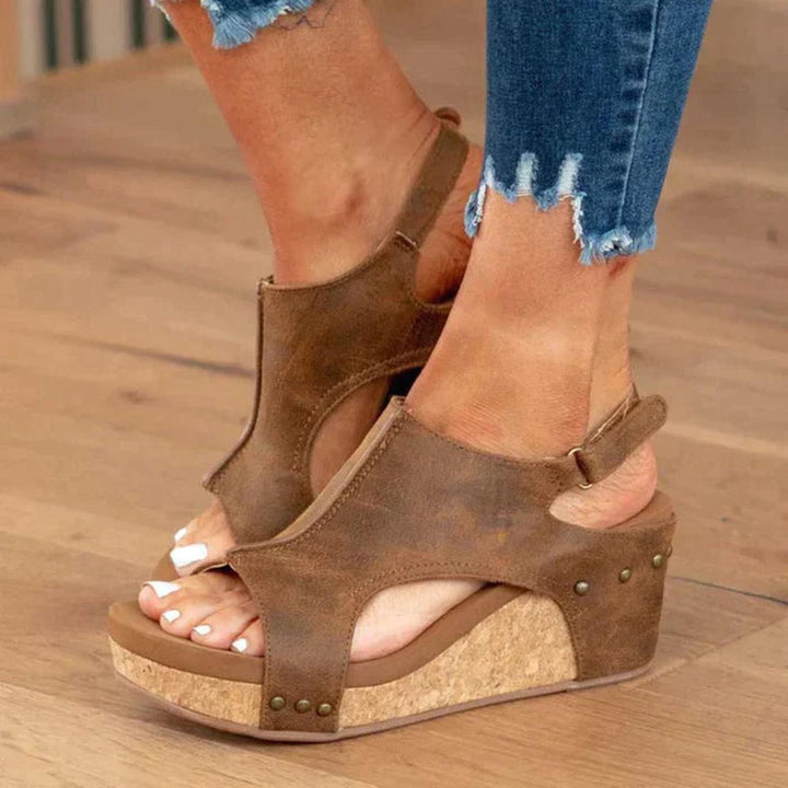 Damen Keilsandalen mit Orthopädischer Fußbett und Offenem Zehenbereich für Sommerkomfort 1