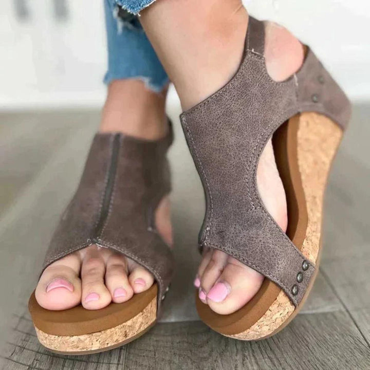 Damen Keilsandalen mit Orthopädischer Fußbett und Offenem Zehenbereich für Sommerkomfort 4