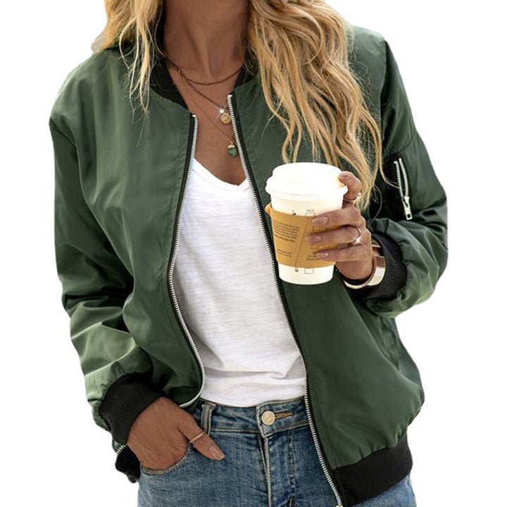 Damen Klassische Bomberjacke mit Reißverschluss – Zeitloser Street-Style und Vielseitigkeit 2
