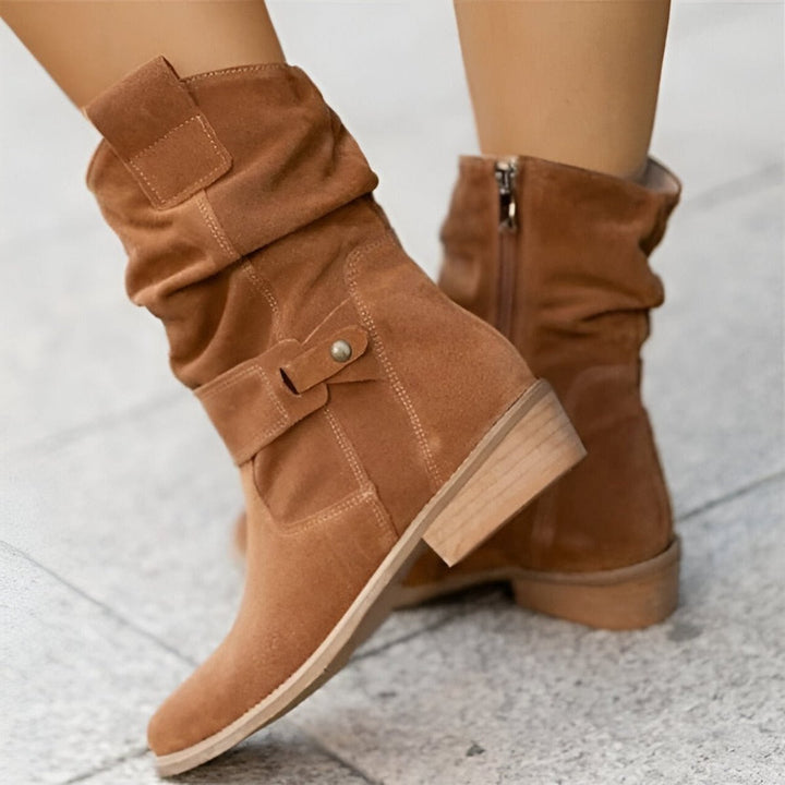 Damen Knee High Boots mit Blockabsatz und seitlichem Reißverschluss – Stilvolle Schlupfstiefel für Alltag und Freizeit 1