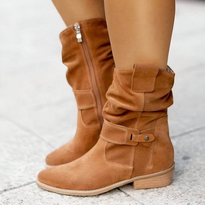 Damen Knee High Boots mit Blockabsatz und seitlichem Reißverschluss – Stilvolle Schlupfstiefel für Alltag und Freizeit 2