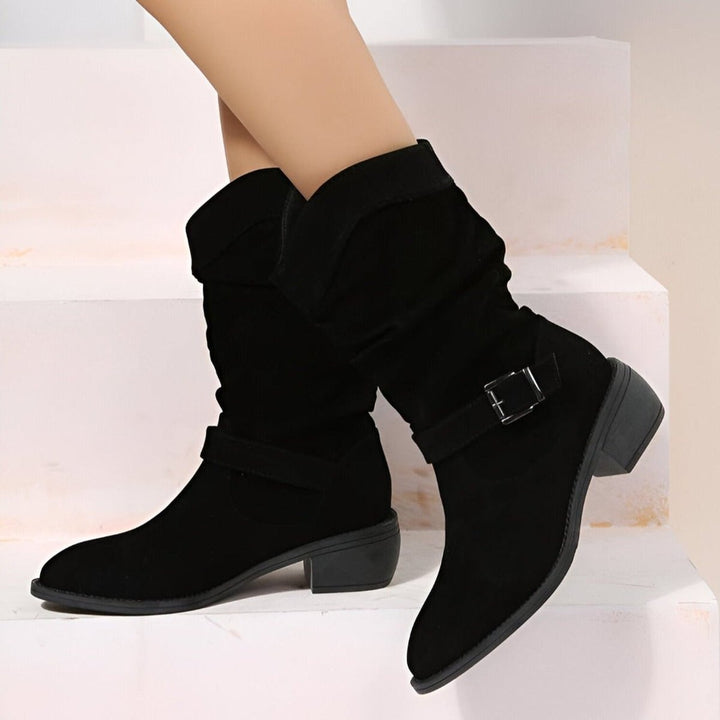 Damen Knee High Boots mit Blockabsatz und seitlichem Reißverschluss – Stilvolle Schlupfstiefel für Alltag und Freizeit 3