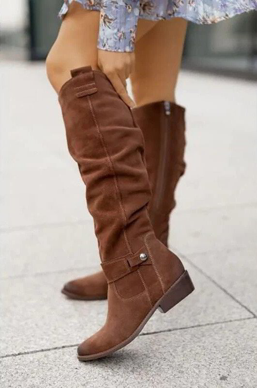 Damen Kniehohe Flache Stiefel mit Orthopädischer Fußbettunterstützung für Alltag und Freizeit 2