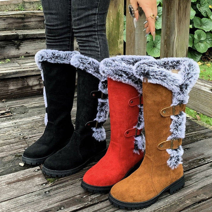 Damen Kniehohe Orthopädische Stiefel mit Plüschbesatz und Rutschfester Sohle 6