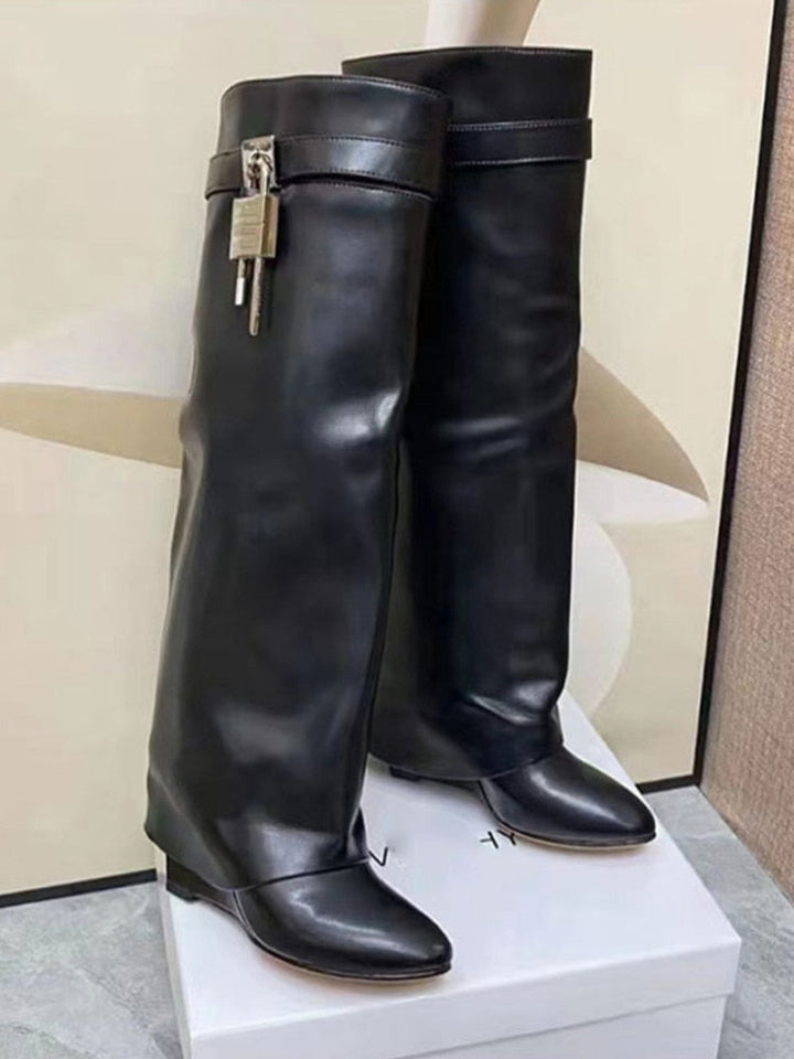 Damen Kniehohe Stiefel mit Orthopädischer Arch Support und Dicken Sohlen High Heels Komfort 0
