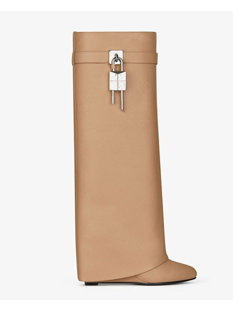 Damen Kniehohe Stiefel mit Orthopädischer Arch Support und Dicken Sohlen High Heels Komfort 14