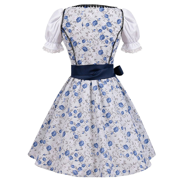 Damen Kurzärmeliges Spitzenkleid mit Schürze für Oktoberfest und Festliche Anlässe 1