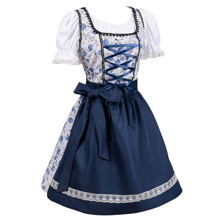 Damen Kurzärmeliges Spitzenkleid mit Schürze für Oktoberfest und Festliche Anlässe 2