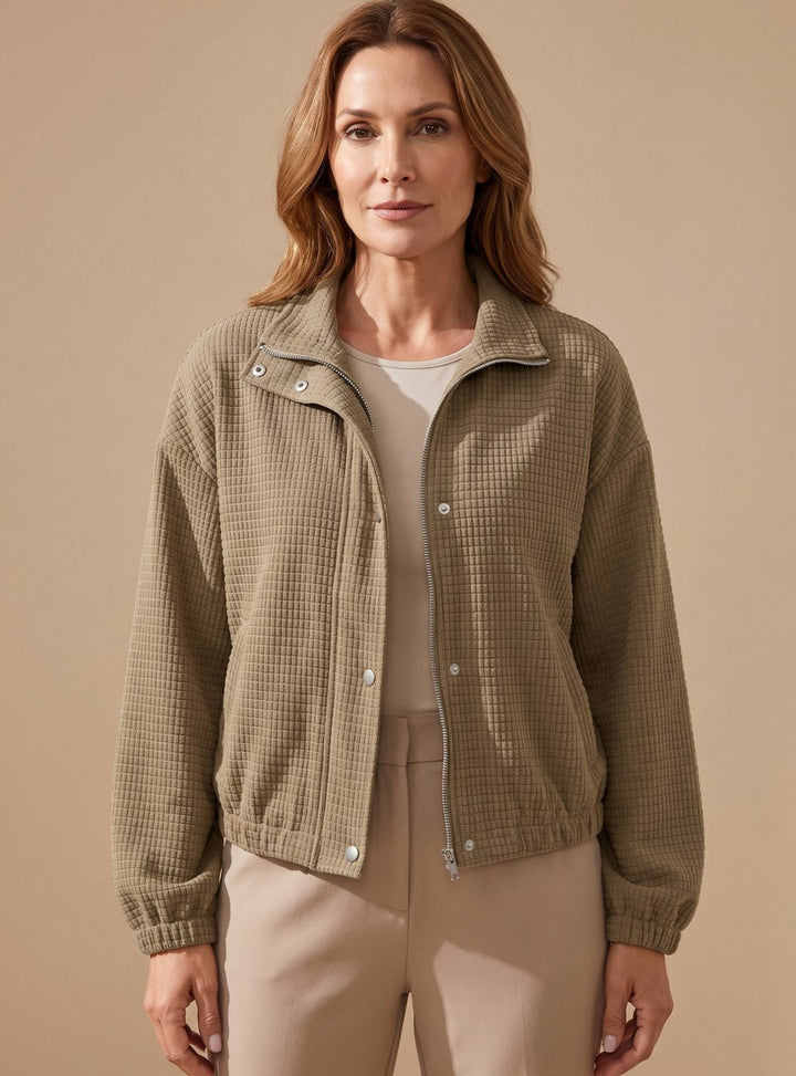Damen Kurze Jacke mit Waffelstruktur und Stehkragen für Übergangszeit 0